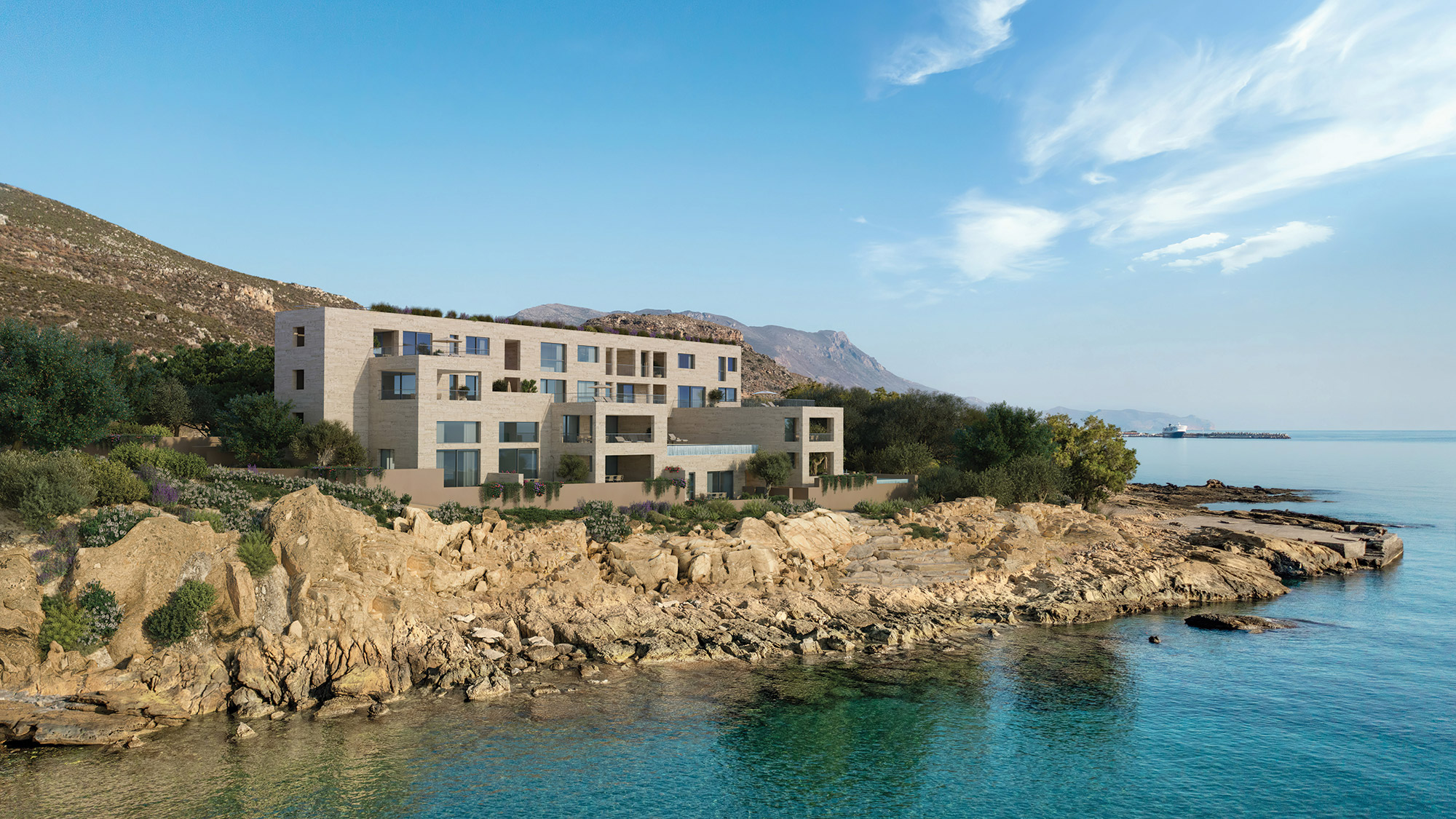 Petra Salis waterfront residence developed by AVAX Development in Chania, Crete, Greece