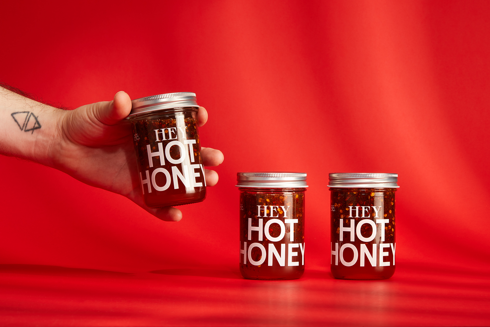 Hey Hot Honey Pure Honey Infused with Chilli Flakes AG Design Agency